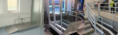 Zvislá plošina Liftboy pre vozičkárov na prekonávanie malých výškových rozdielov - niekoľko schodov
